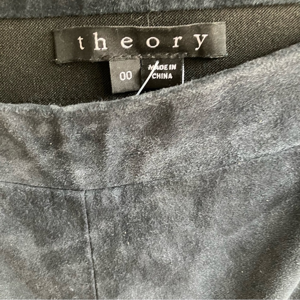 Theory Black Suede Tonerma Leggings Size 00 Ankle Zip Skinny Pants High Rise - Picture 3 of 11